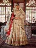 Elegant ivory wedding lehenga with sequins and double dupatta