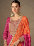 Designer embroidered Anarkali dress in Chinon fabric