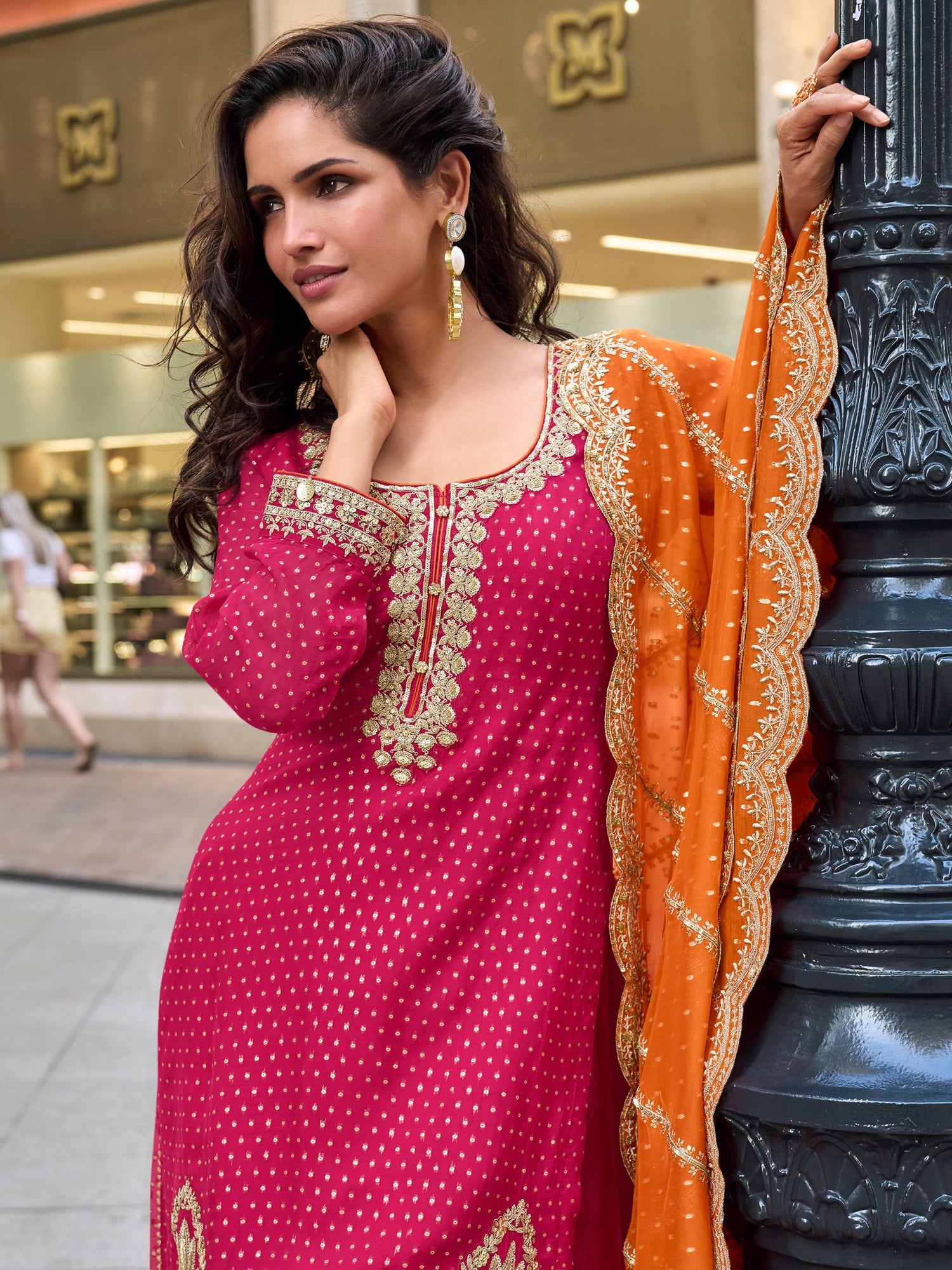 Designer jacquard silk sharara outfit for party wear