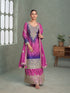 Purple pink ombre Chinnon Silk palazzo suit with embroidery
