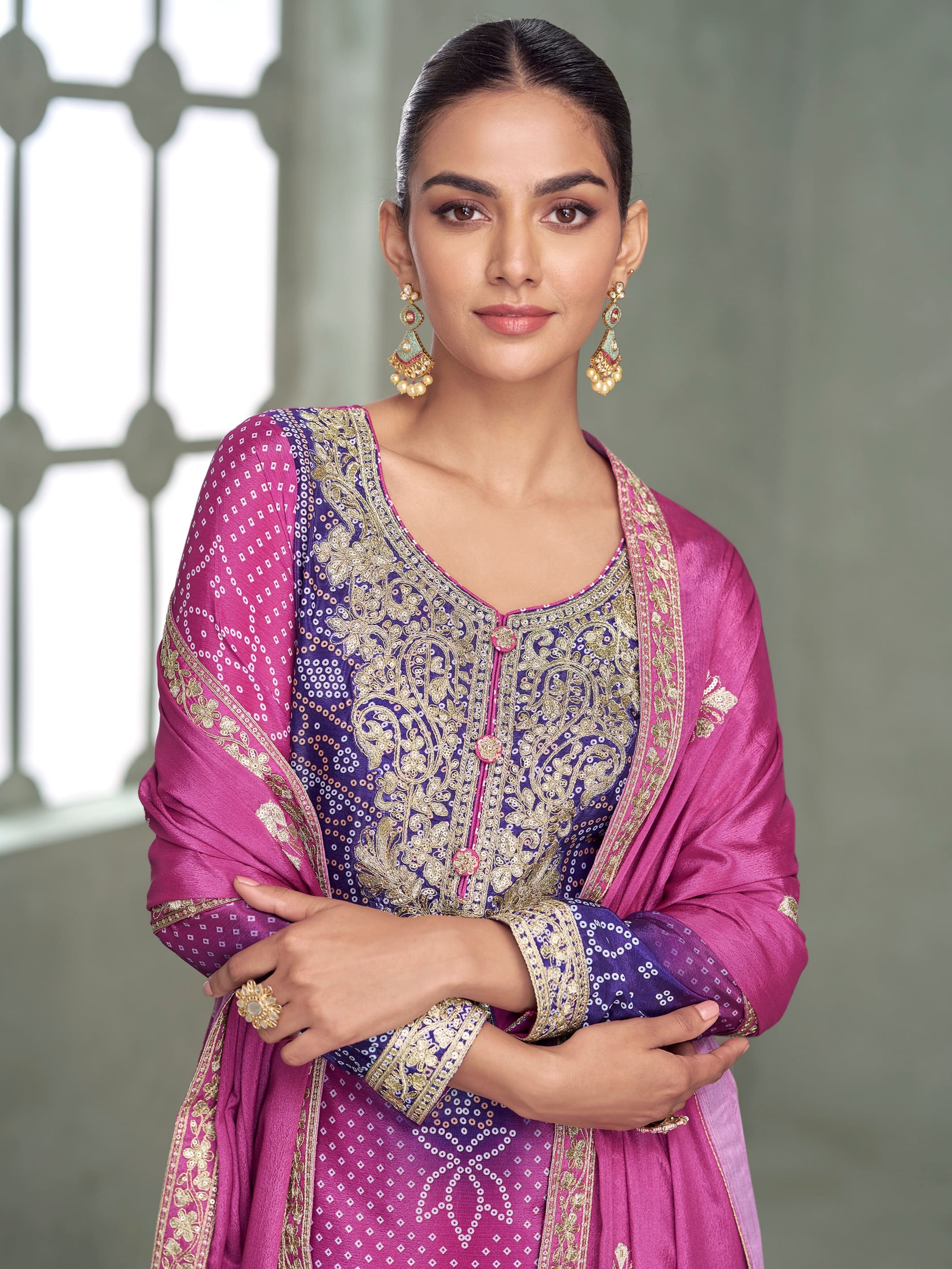 Bridal party wear palazzo outfit in premium silk fabric