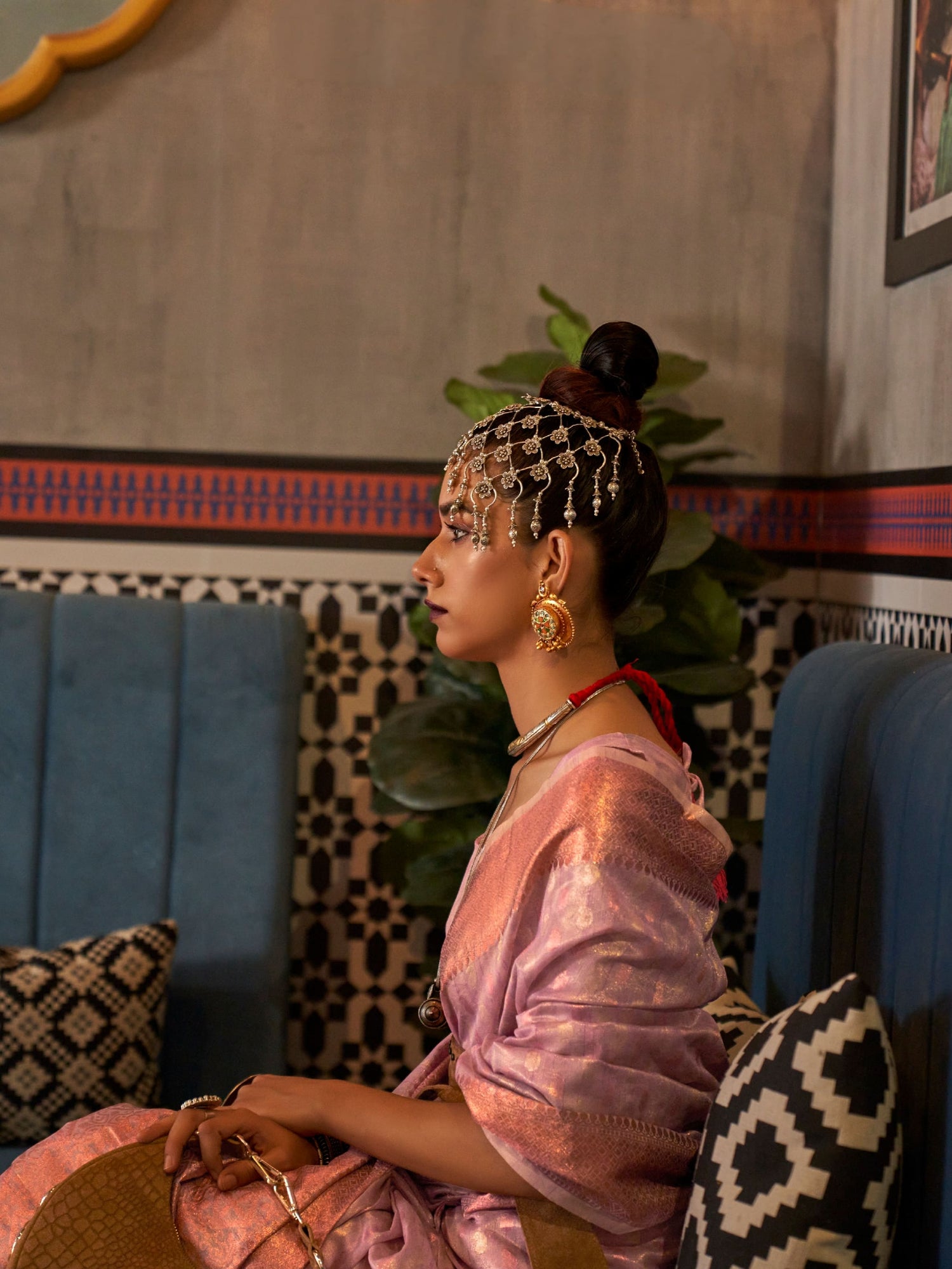 Lavender Tissue Silk Saree with Handloom Zari Weaving