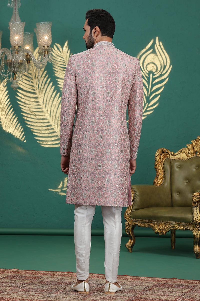 Wedding sherwani for men in onion pink