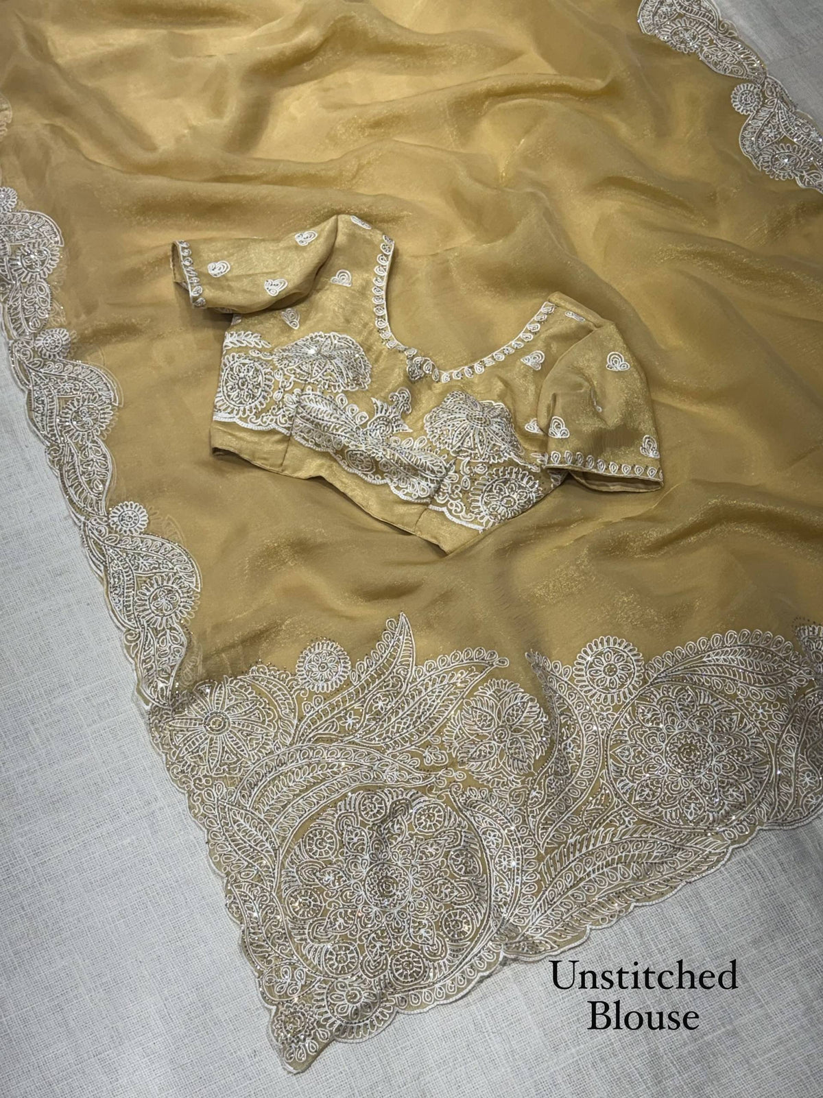 Mustard Soft Celebrity Silk Thread Embroidery Work Saree