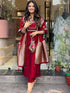 Red Viscose Chanderi Embroidered Kurti Set with Jacquard Dupatta