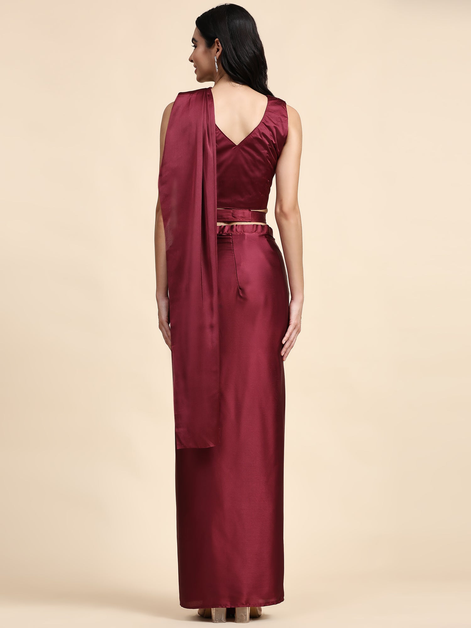 Red Colour One Minute Ready To Wear Saree