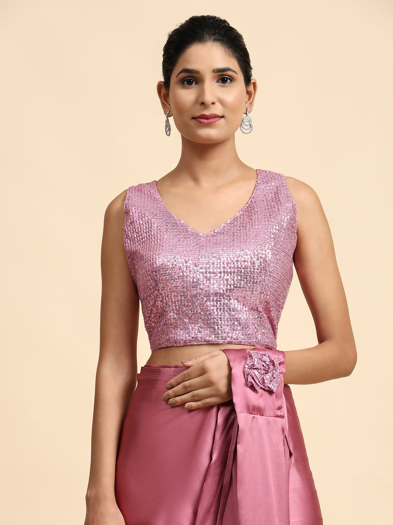 Pink Colour One Minute Ready To Wear Saree