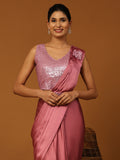 Pink Colour One Minute Ready To Wear Saree
