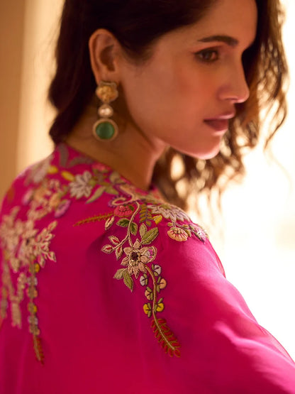 Pink Indo-Western Embroidered Jacket Style Lehenga Set