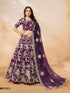 Purple Pure Soft Art Silk Heavy Embroidery Work Bridal Lehenga 