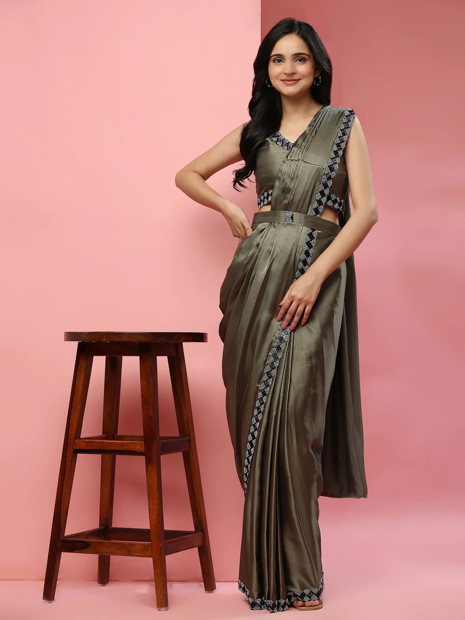 Beautiful Designer Party Wear Ready To Wear One Minute Saree