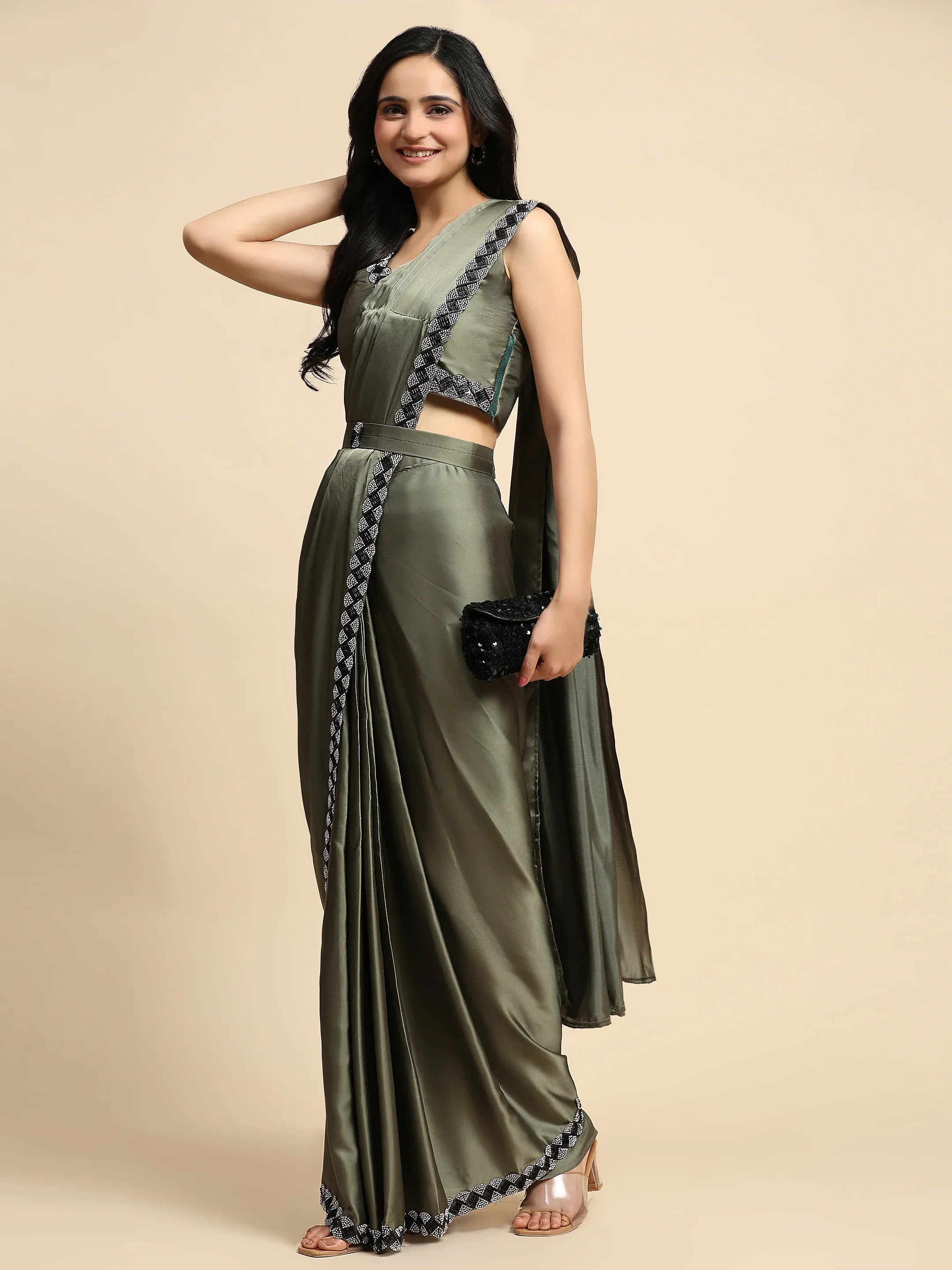 Beautiful Designer Party Wear Ready To Wear One Minute Saree