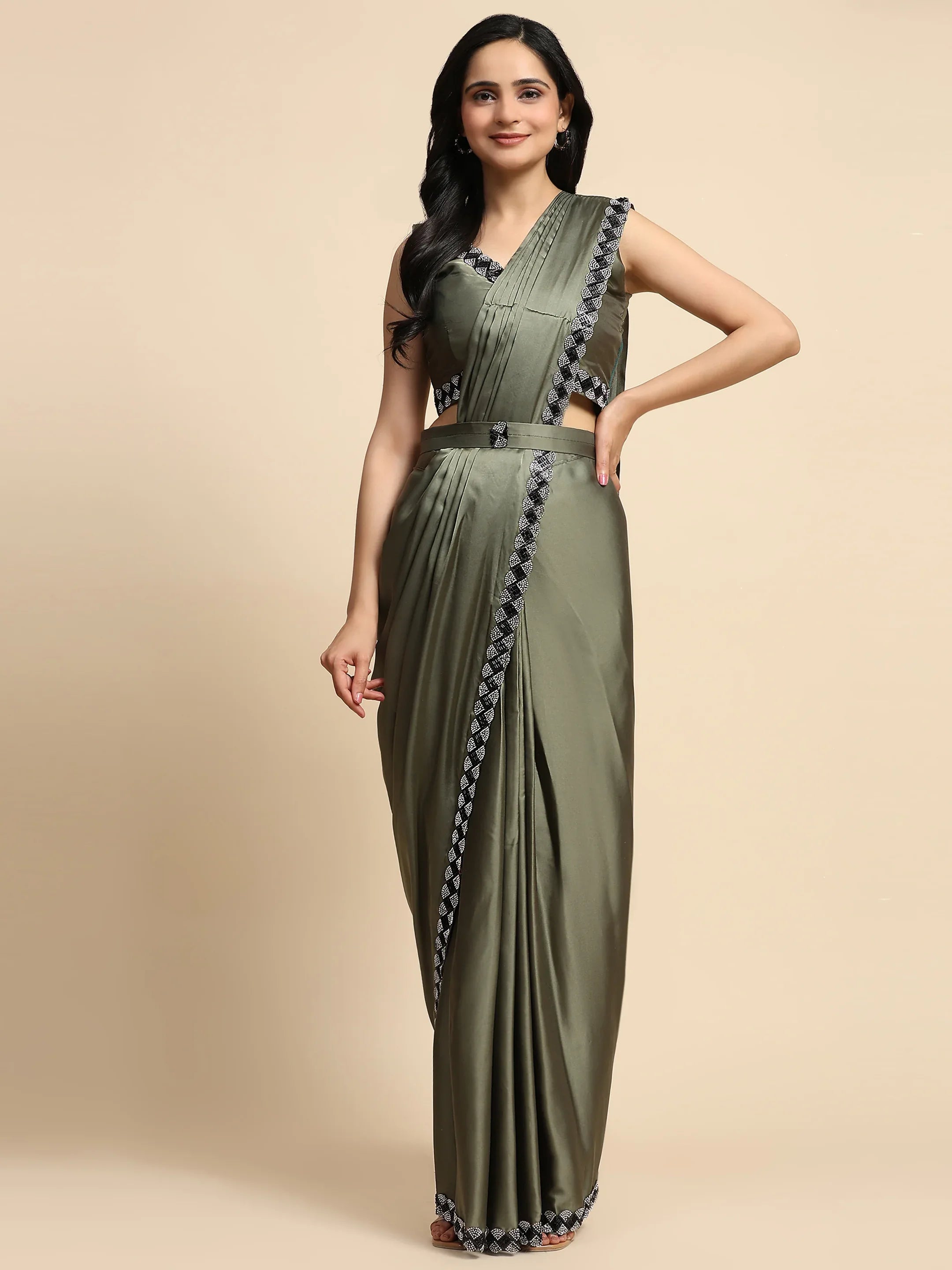 Beautiful Designer Party Wear Ready To Wear One Minute Saree