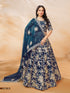 Blue Pure Soft Art Silk Heavy Embroidery Work Bridal Lehenga 