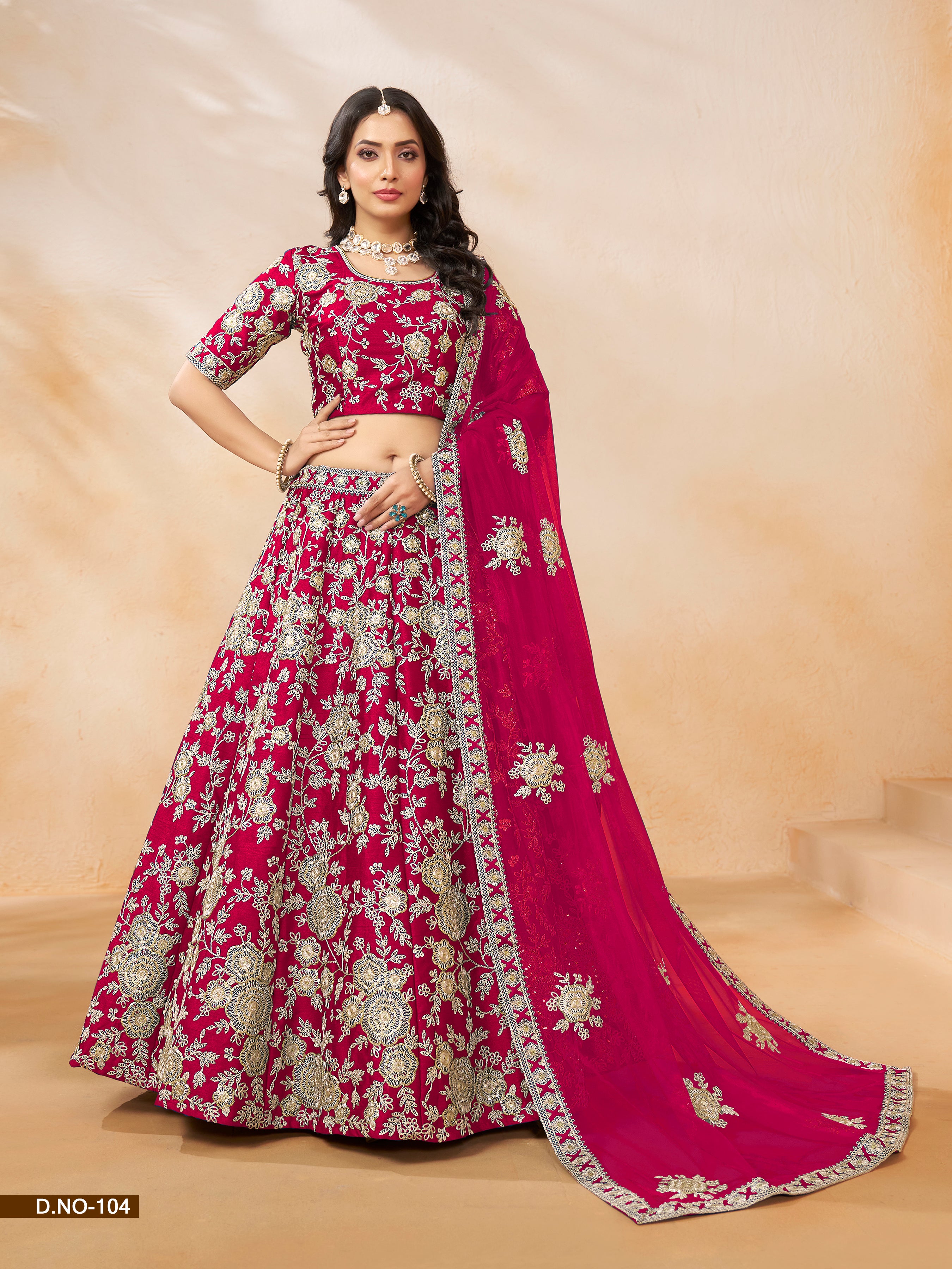 Red Pure Soft Art Silk Heavy Embroidery Work Bridal Lehenga 