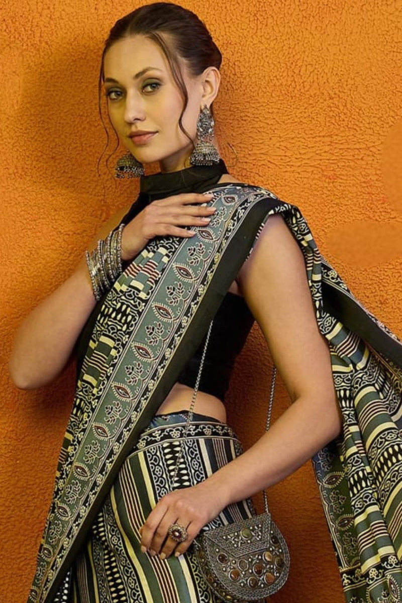 Ajrakh Print Saree