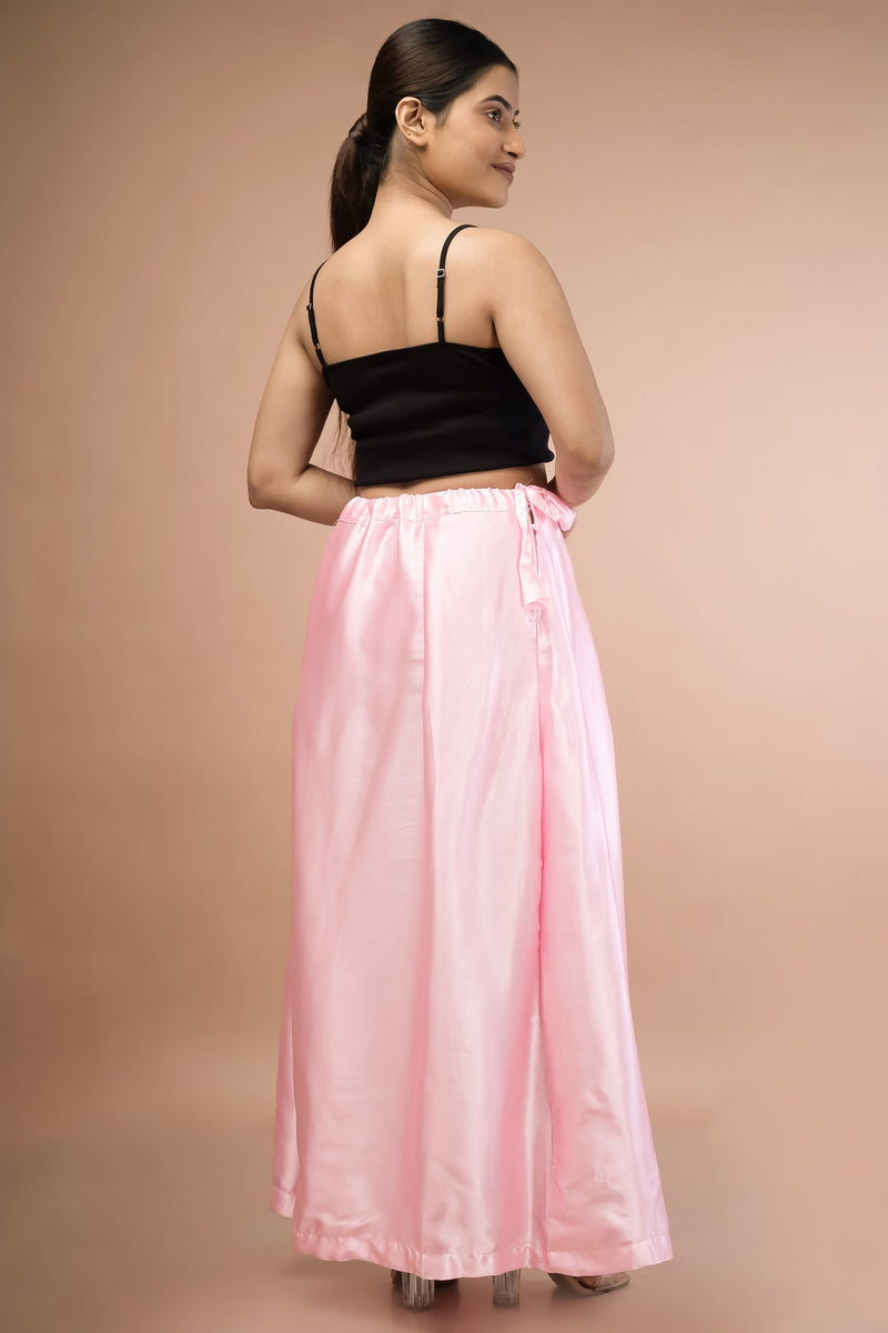 Light Pink Pure Japan Satin Premium Saree Petticoat