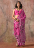 Pink Raisins Ajrakh Printed Satin Georgette Silk Saree 