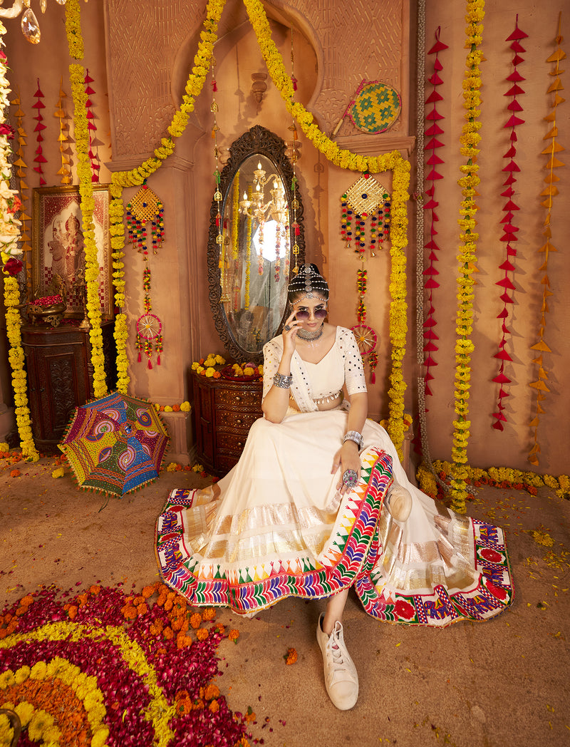 Readymade white chaniya choli set for women worldwide