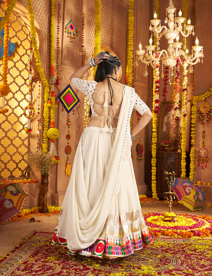 Latest white chaniya choli outfit for cultural events and celebrations
