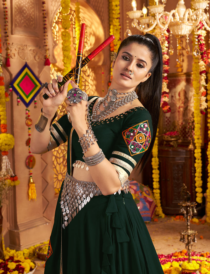 Readymade green chaniya choli for dandiya and wedding events