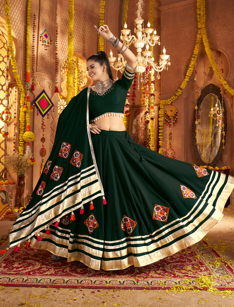 Designer green lehenga choli with dupatta for Indian festivals