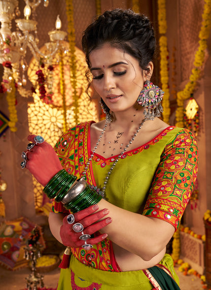Dark green chaniya choli for women for dandiya night