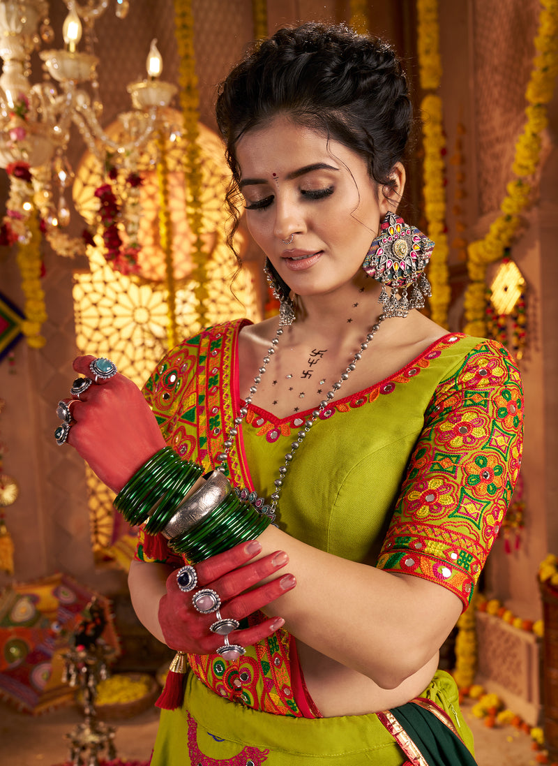 Dark green chaniya choli for women for dandiya night