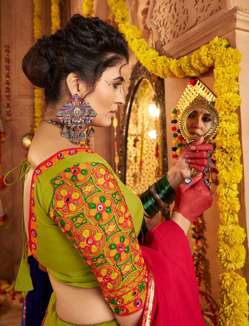 Designer green lehenga choli for festive and wedding wear