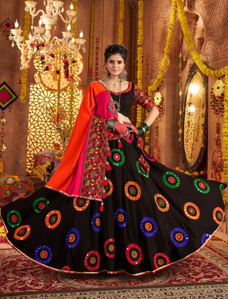 Black mirror work chaniya choli for Navratri garba night