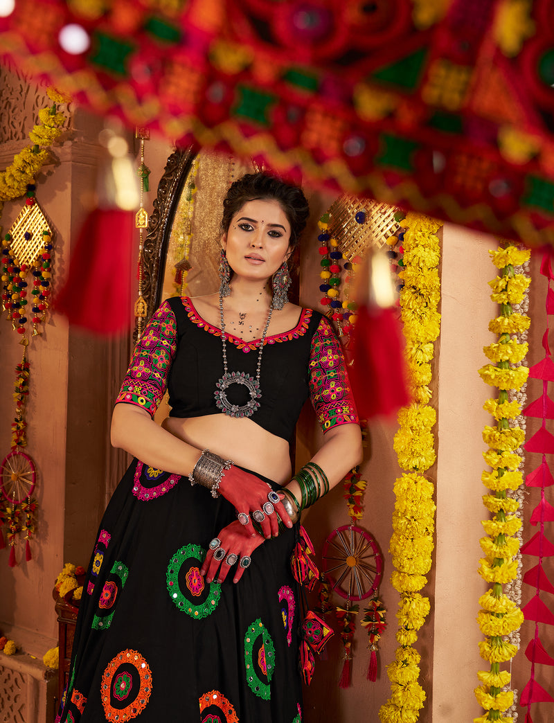 Gujarati black chaniya choli with heavy embroidery