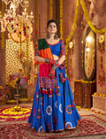 Sky blue chaniya choli with heavy embroidery and mirror work