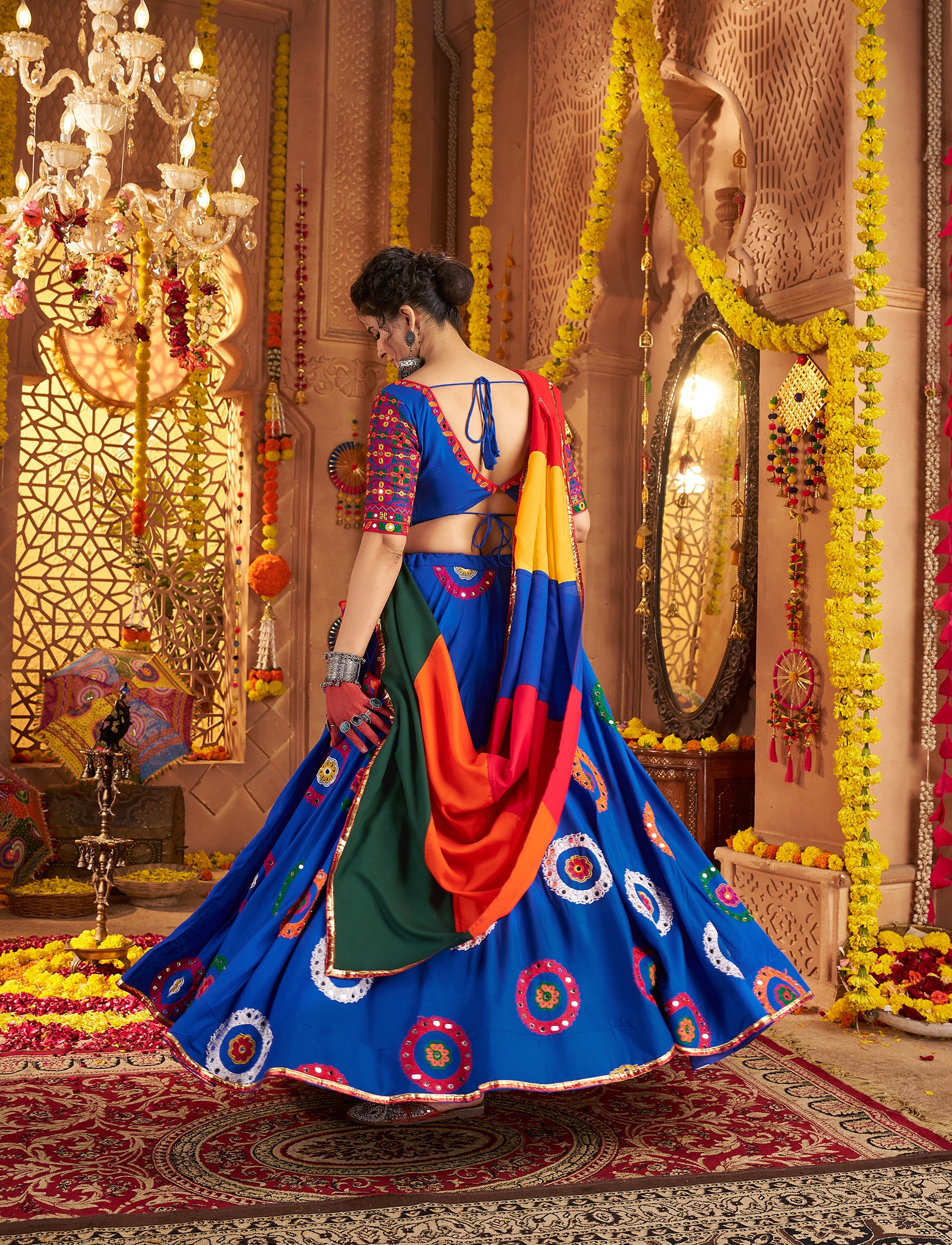 Readymade blue chaniya choli for garba and navratri