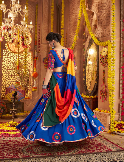 Readymade blue chaniya choli for garba and navratri