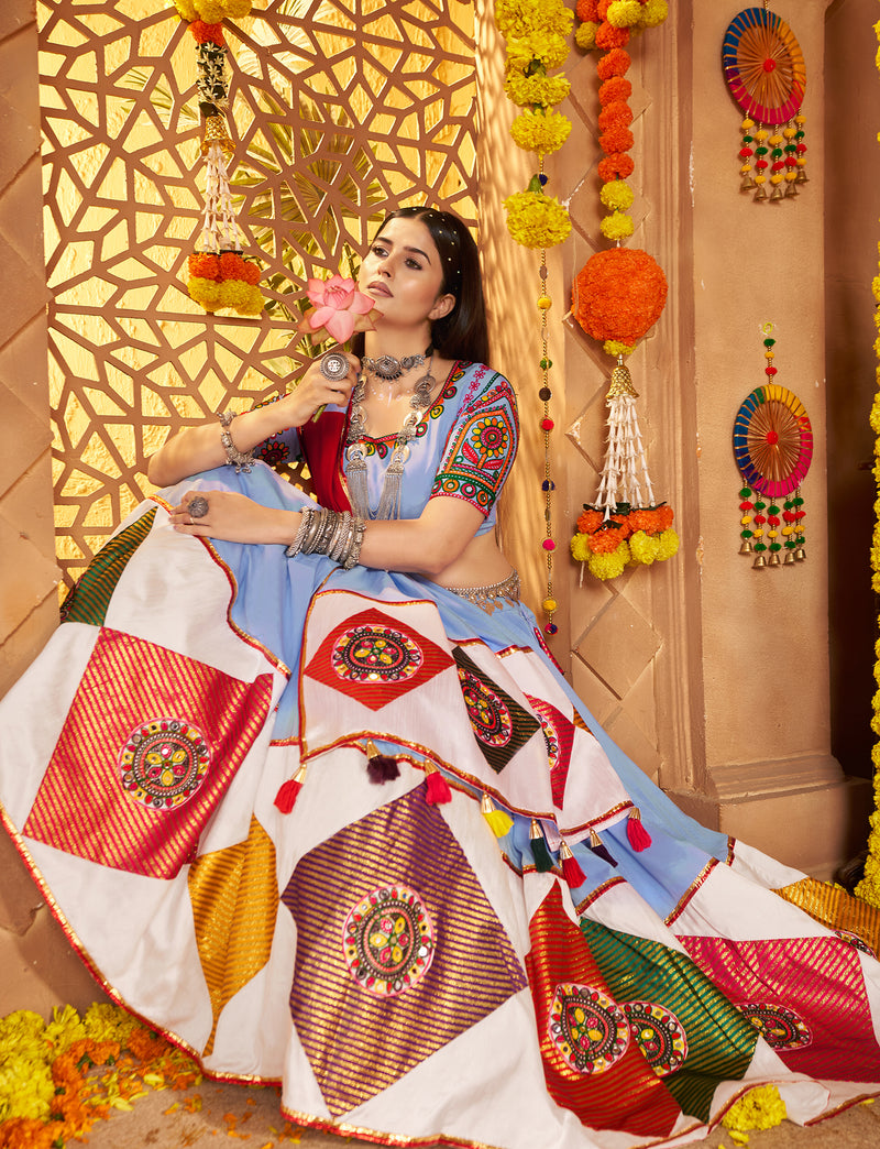 Readymade blue chaniya choli for dandiya dance festival