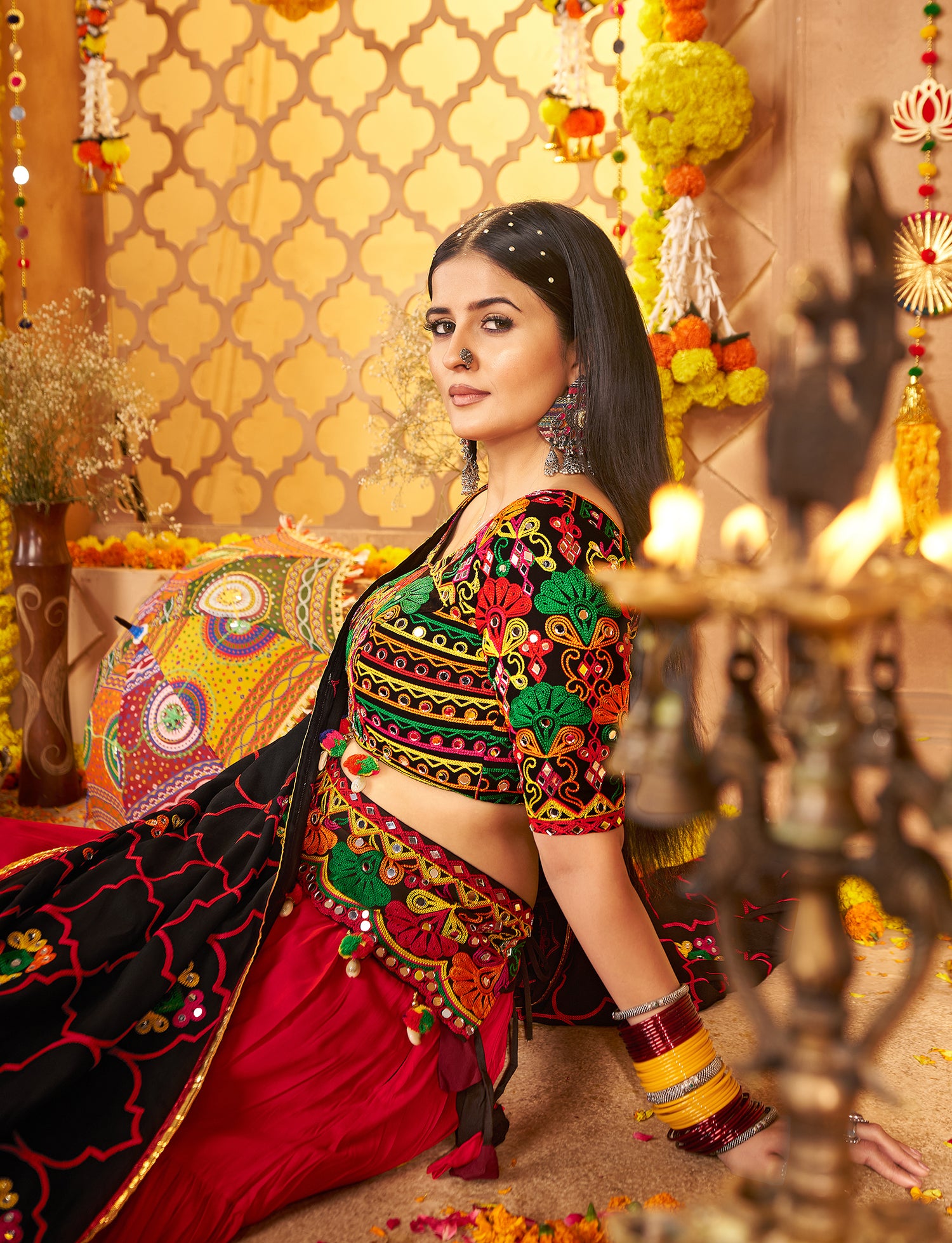 Chaniya choli for Navratri in red colour 