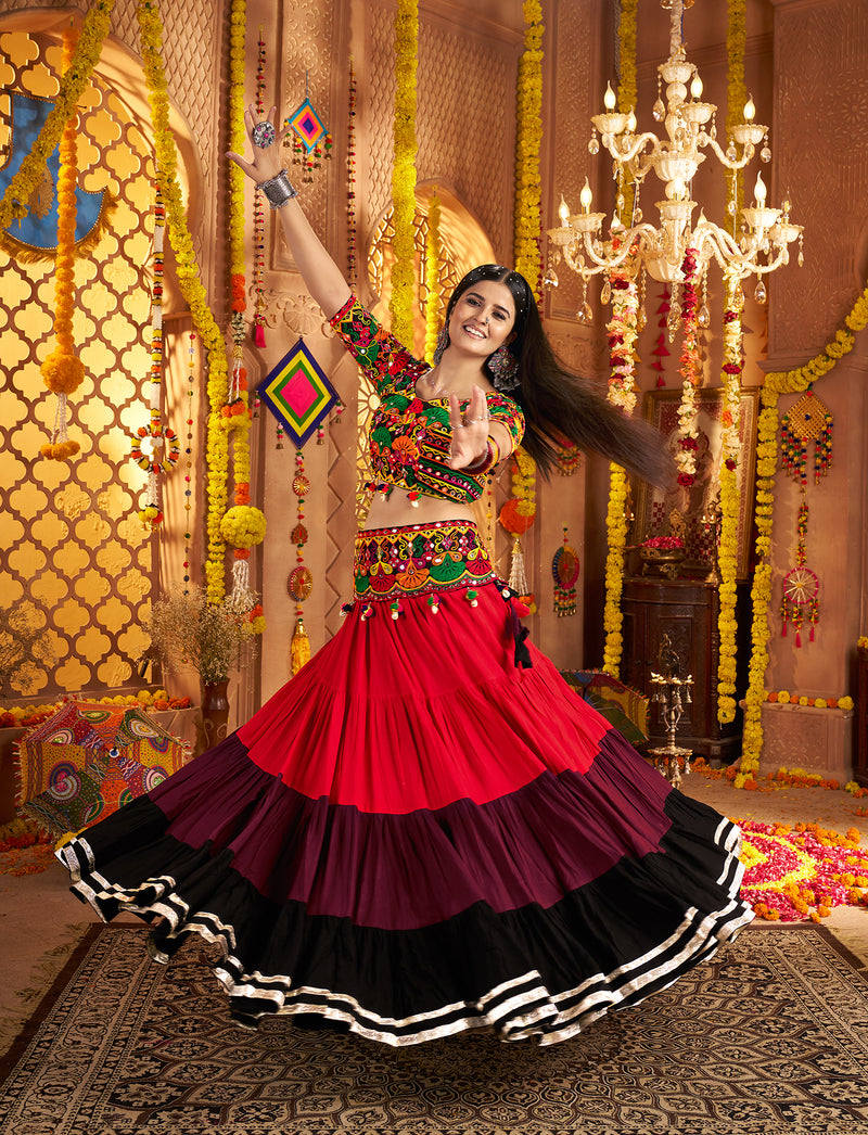 Festive Chaniya Choli with embroidered waist belt