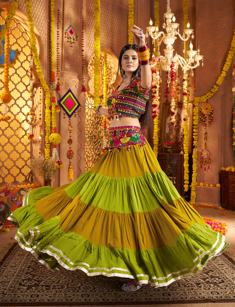 Mirror work lehenga choli ideal for Garba