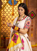 Latest white mirror work chaniya choli for festive wear