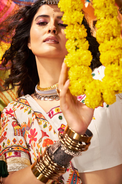 Vibrant Cotton Chaniya Choli with Mirror Work for Navratri