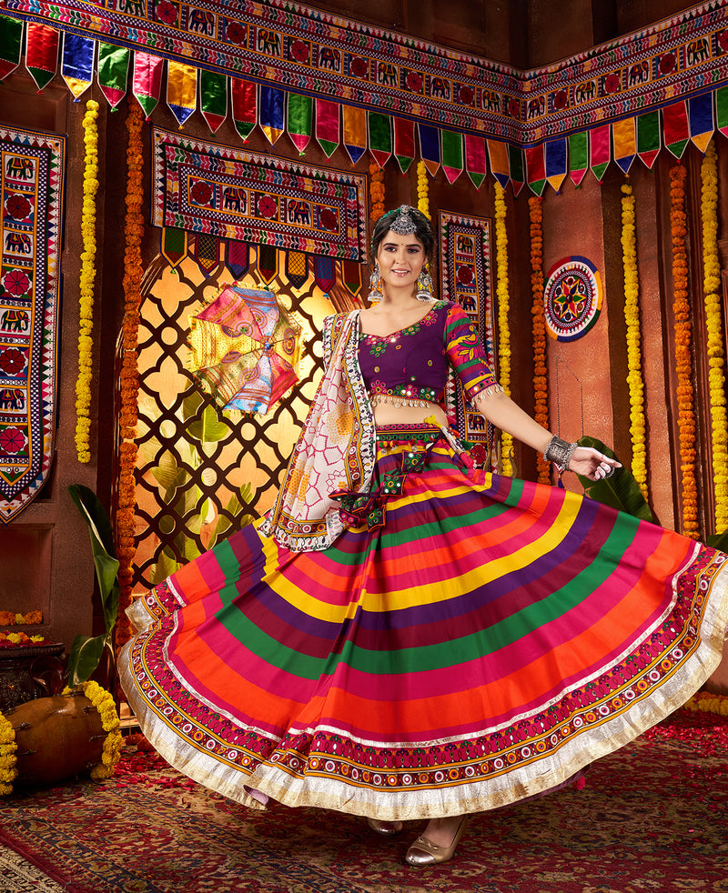 Handcrafted Cotton Lehenga Choli for Dandiya Nights – Multicolor Design