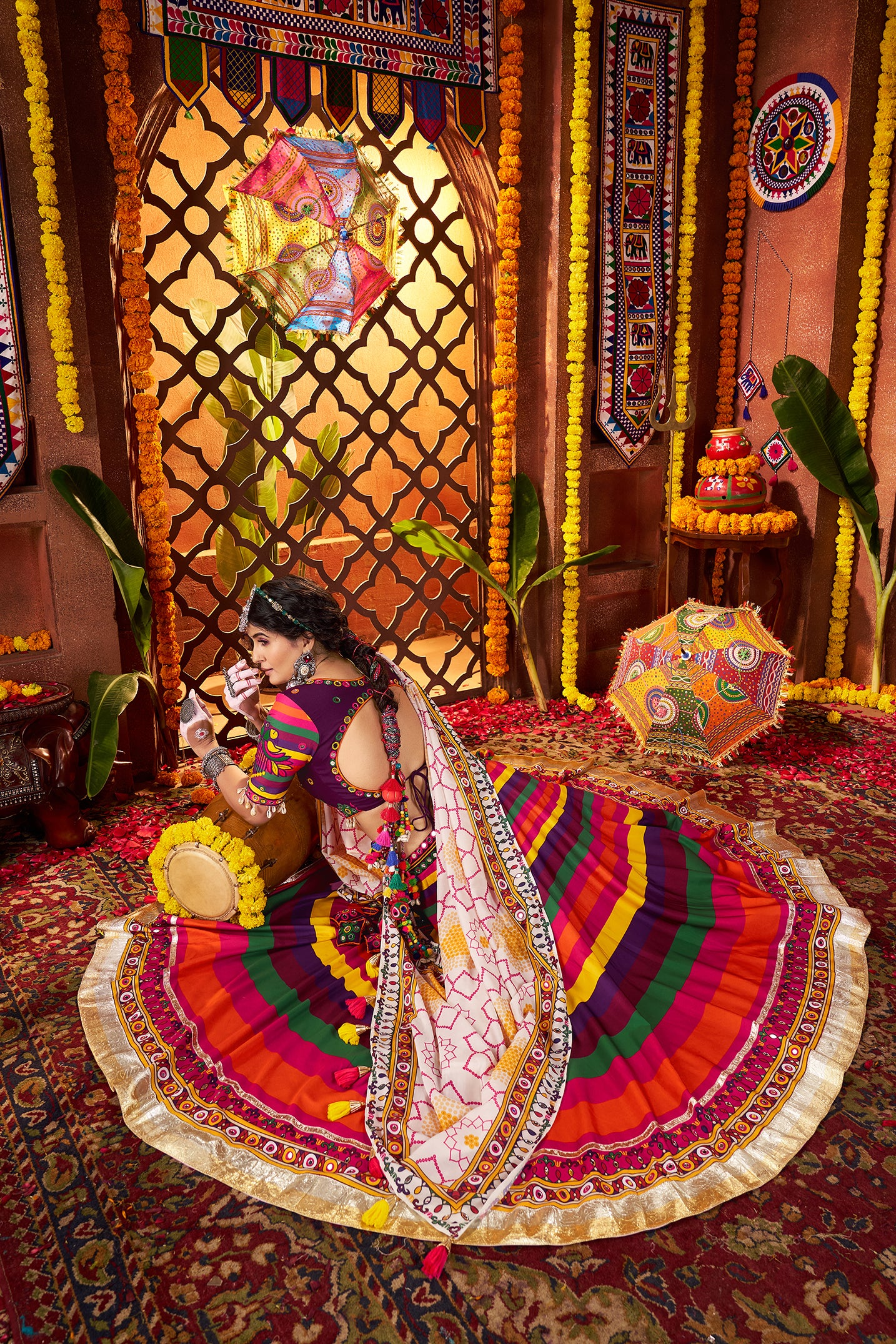 Ethnic Multicolor Cotton Chaniya Choli for Garba and Cultural Events