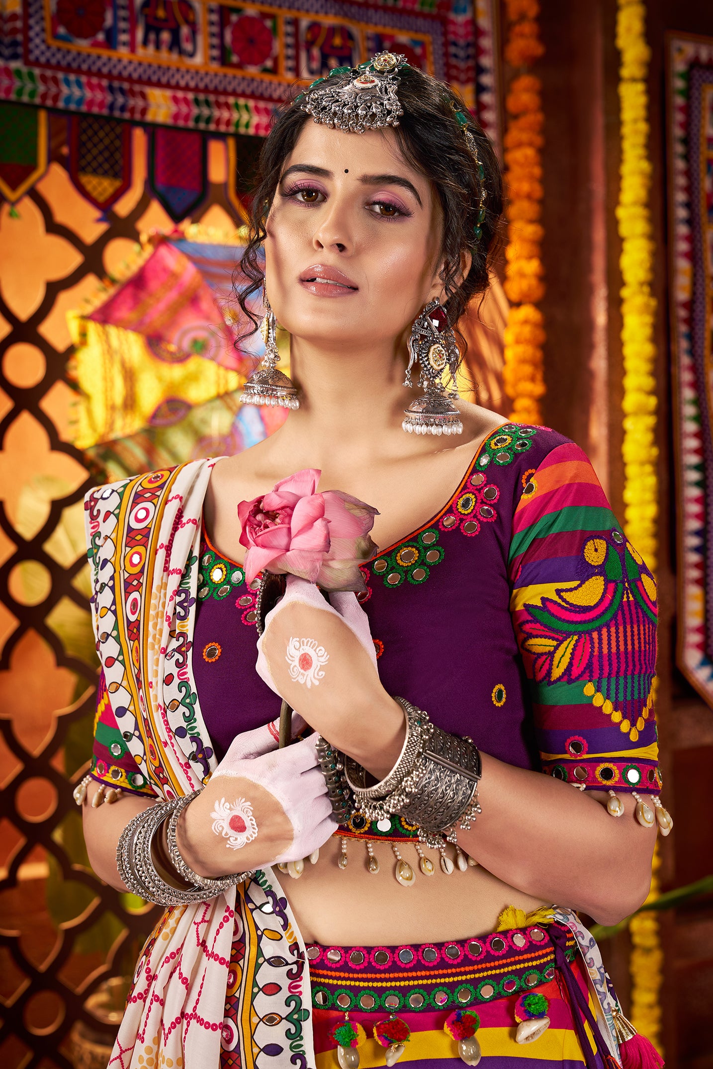 Multicolor Printed Cotton Chaniya Choli for Women – Navratri Special