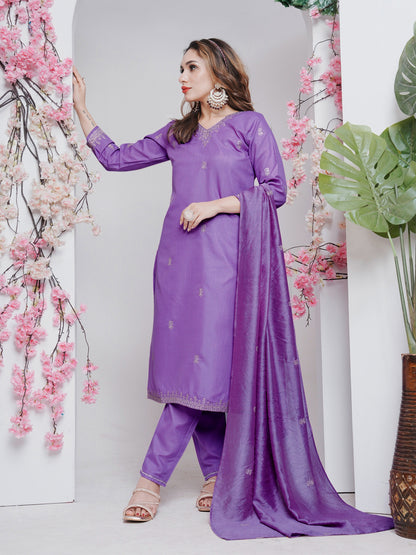 Lavender Pure Soft Rayon Print Salwar Suit 