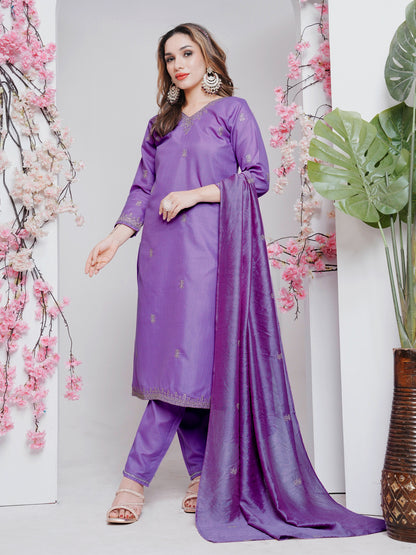 Lavender Pure Soft Rayon Print Salwar Suit 