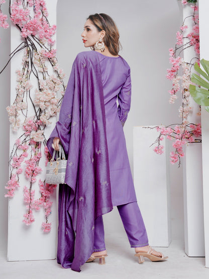 Lavender Pure Soft Rayon Print Salwar Suit 