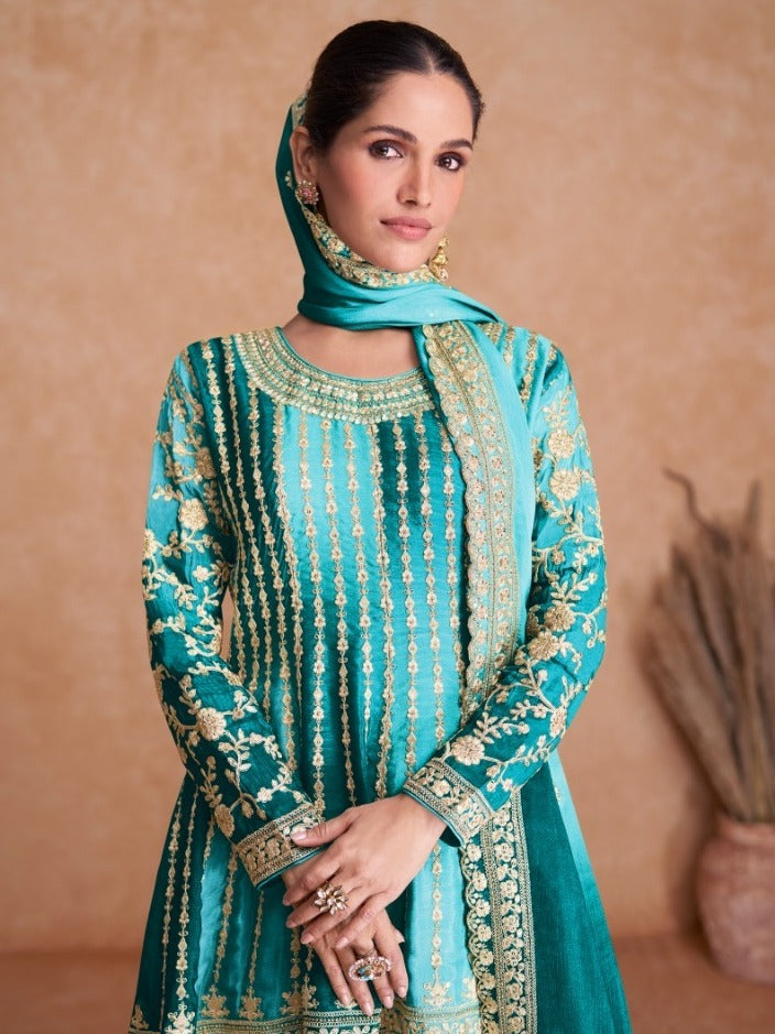 Boutique Designer 2D Chinon Party Wear Salwar Suite