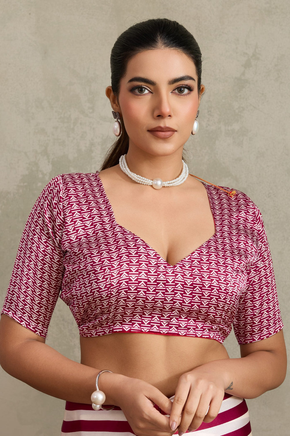 Pink Pure Soft Modal Satin Ajrakh Print Satin Saree