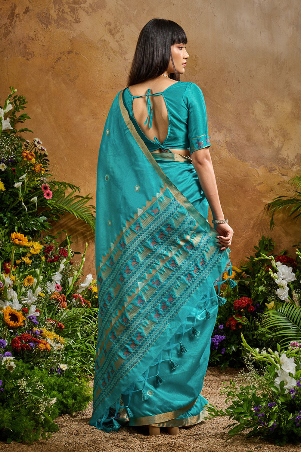 Blue Pure Soft Tussar Handloom Silk Saree 
