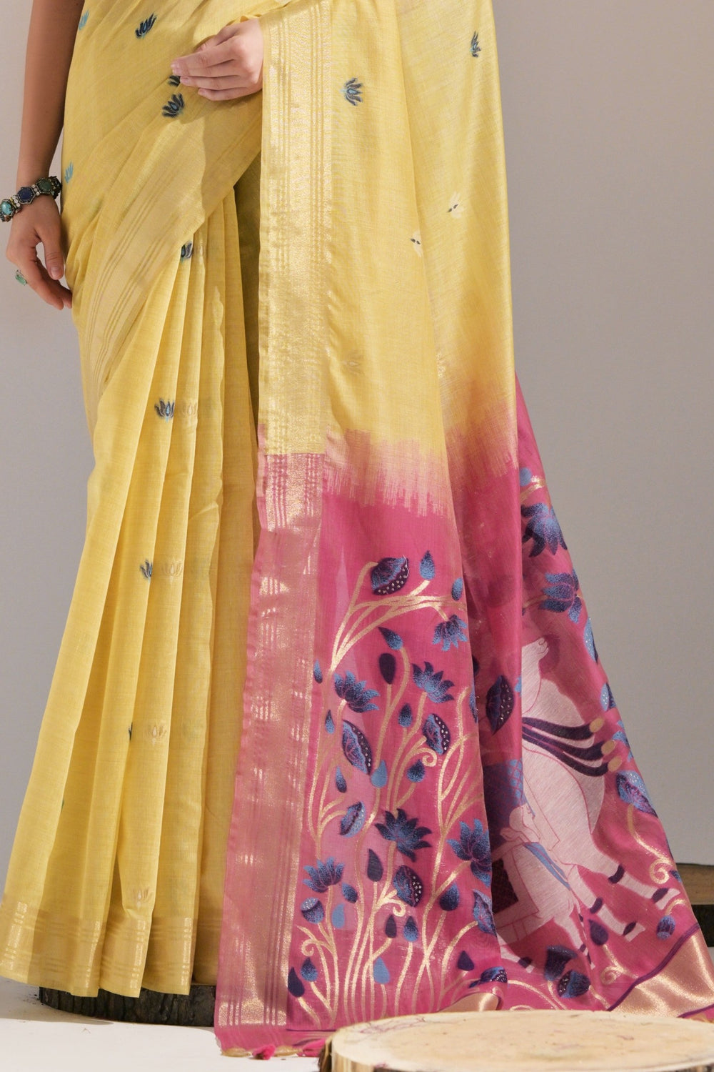 Sunshine Yellow Soft Muga Cotton Saree Munga Cotton Saree Anant Tex Exports Pvt.Ltd..